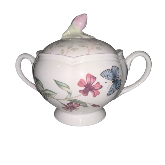 Lenox Butterfly Meadow Lidded Double Handle Sugar Bowl Artist Louise Le Luyer - Picture 1 of 9
